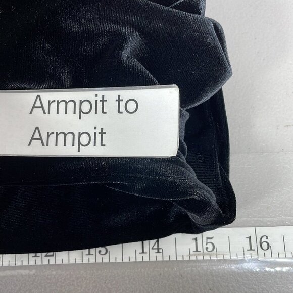 Three Dots Velvet Dress Long Sleeve Square Neck Black Size Small S - Picture 14 of 16